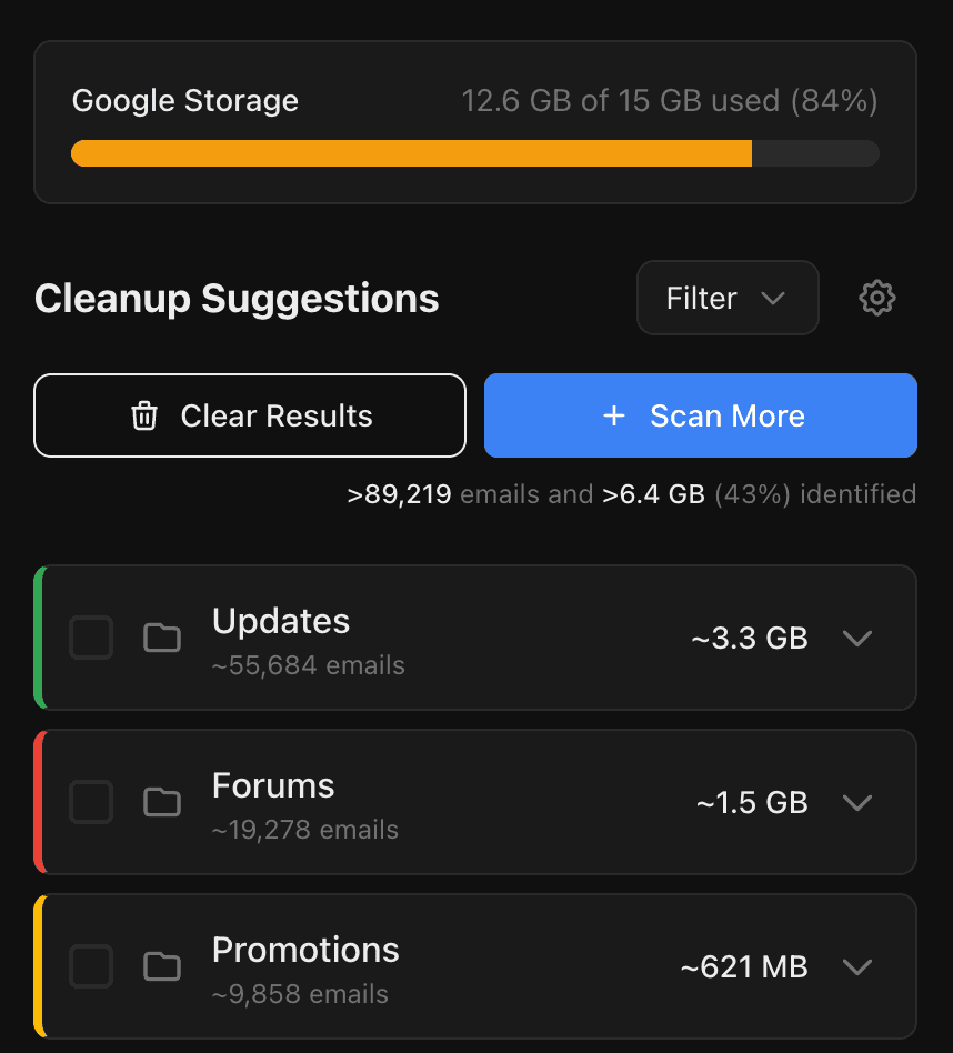 Compress, Mass Delete, Free Up Space.
